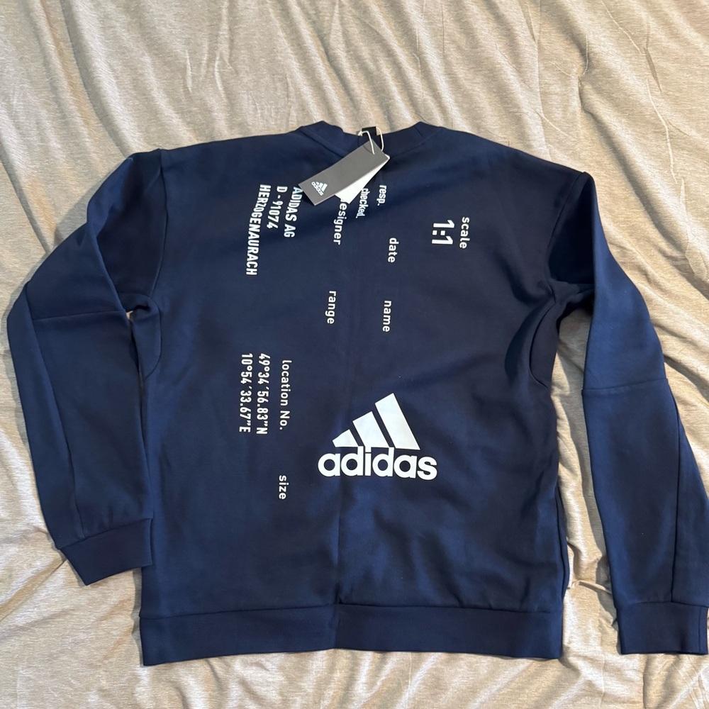 Adidas Blue Crewneck Sweater with Logo
